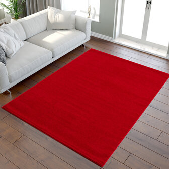 Effen vloerkleed Boston rood 9503