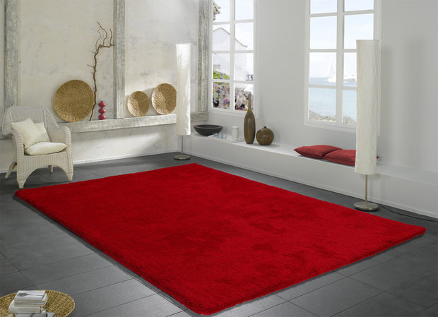 Hoogpolig rood vloerkleed Alabama 630 Rood